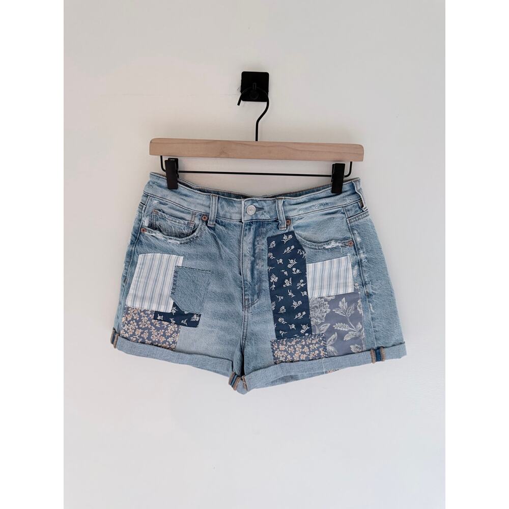 American Eagle patchwork light wash denim mom sho… - image 2